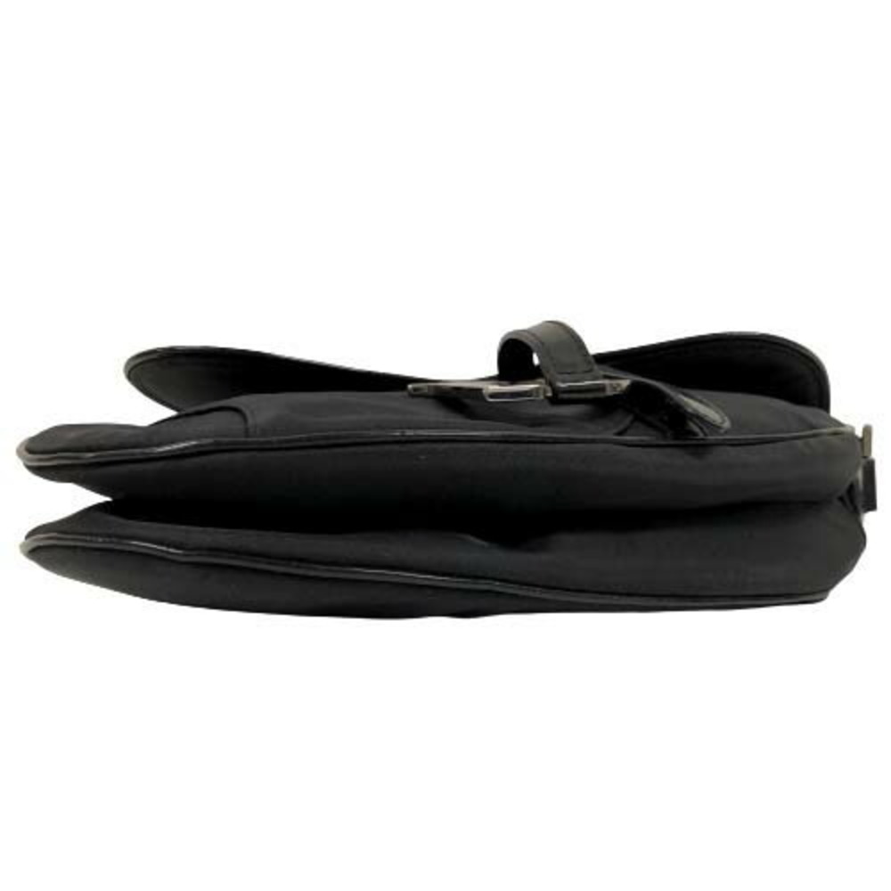 Christian Dior Saddle Bag Nylon Leather Handbag Shoulder Charm Black - Picture 8 of 9